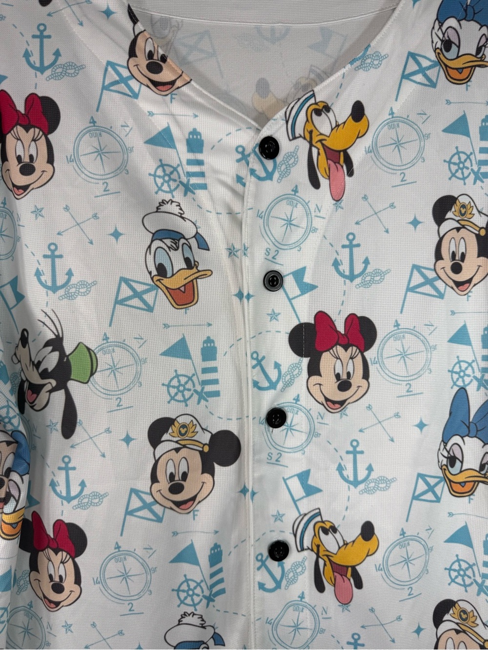 Nautical Disney Cruise Hawaiian Jersey Shirt Size L Mickey Minnie Donald Daisy - Picture 2 of 6